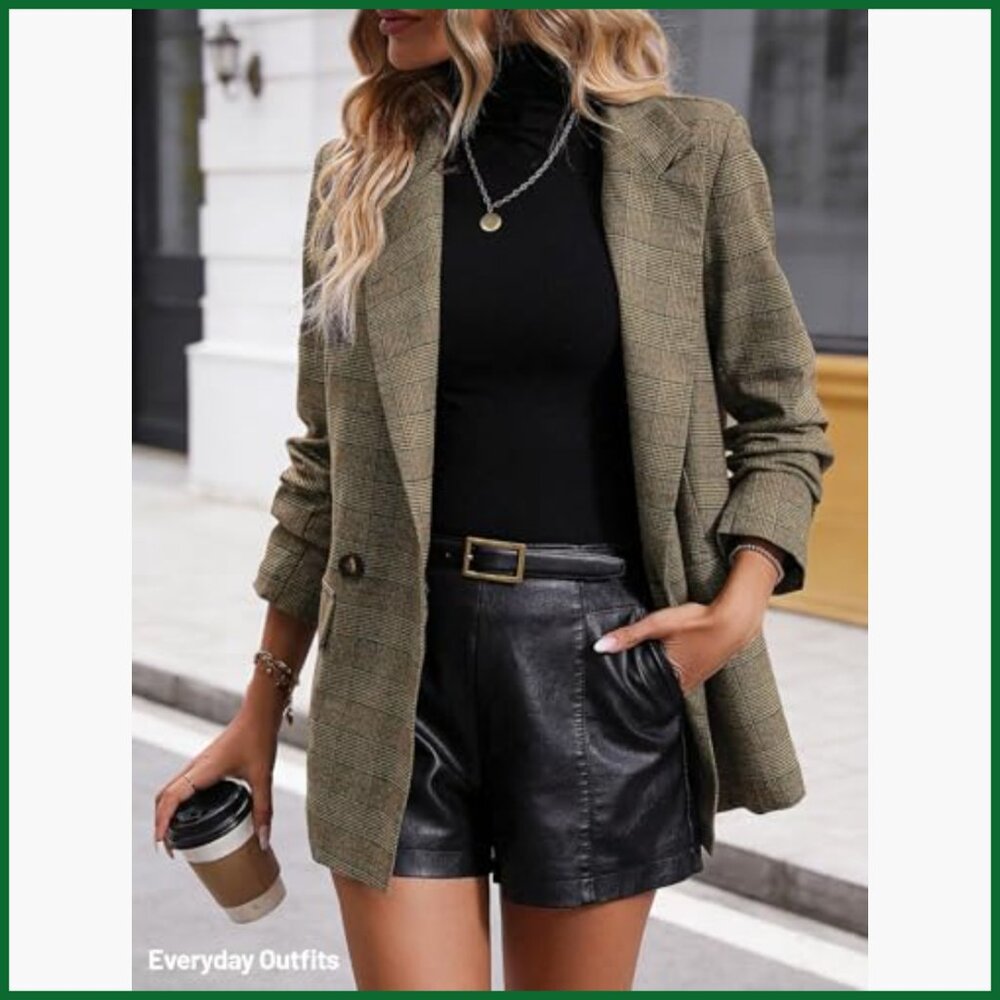 Lightweight Fully Lined Plaid Houndstooth Blazer … - image 2